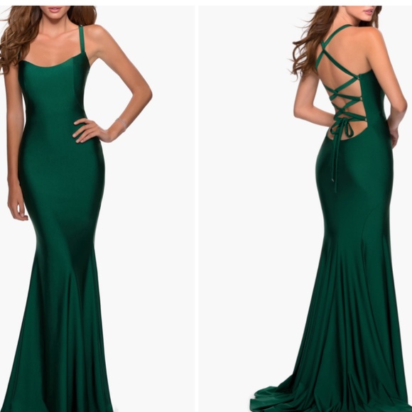 La Femme Dresses & Skirts - NEW La Femme Lace Up Back Jersey Mermaid Gown  Size 00